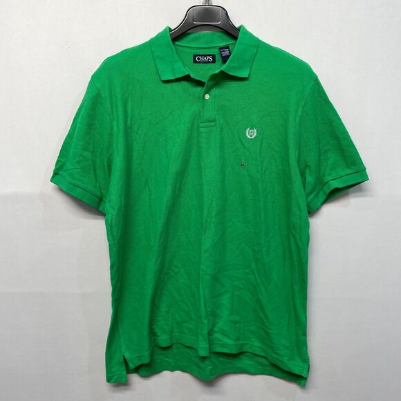 NWT Chaps Men Short Sleeve Polo Shirt Top Size XL X-Large Green B367 -25 - Picture 1 of 15